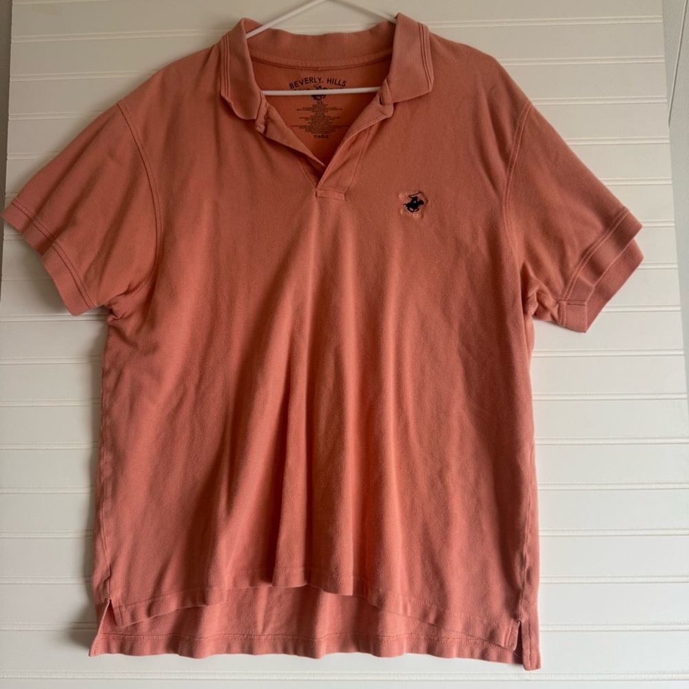 Beverly Hills Polo Club Men's Pink/ Salmon Polo Shirt XL
